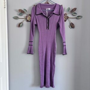 Grace Karin Purple Ribbed Knit Dress Size XL NWT